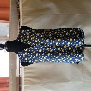 Love Notes royal blue with floral print Medium sleeveless